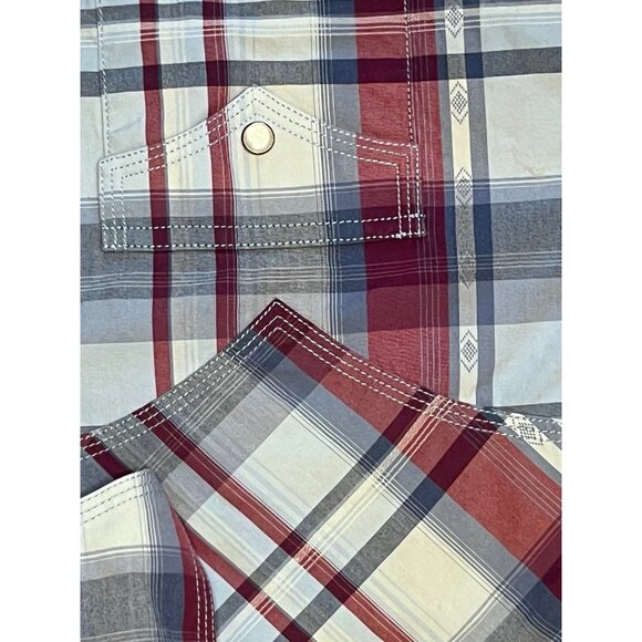 Stetson Mens 3XL Plaid Button-Up Shirt Red/Blue Cotton Casual Western Style - Picture 8 of 8